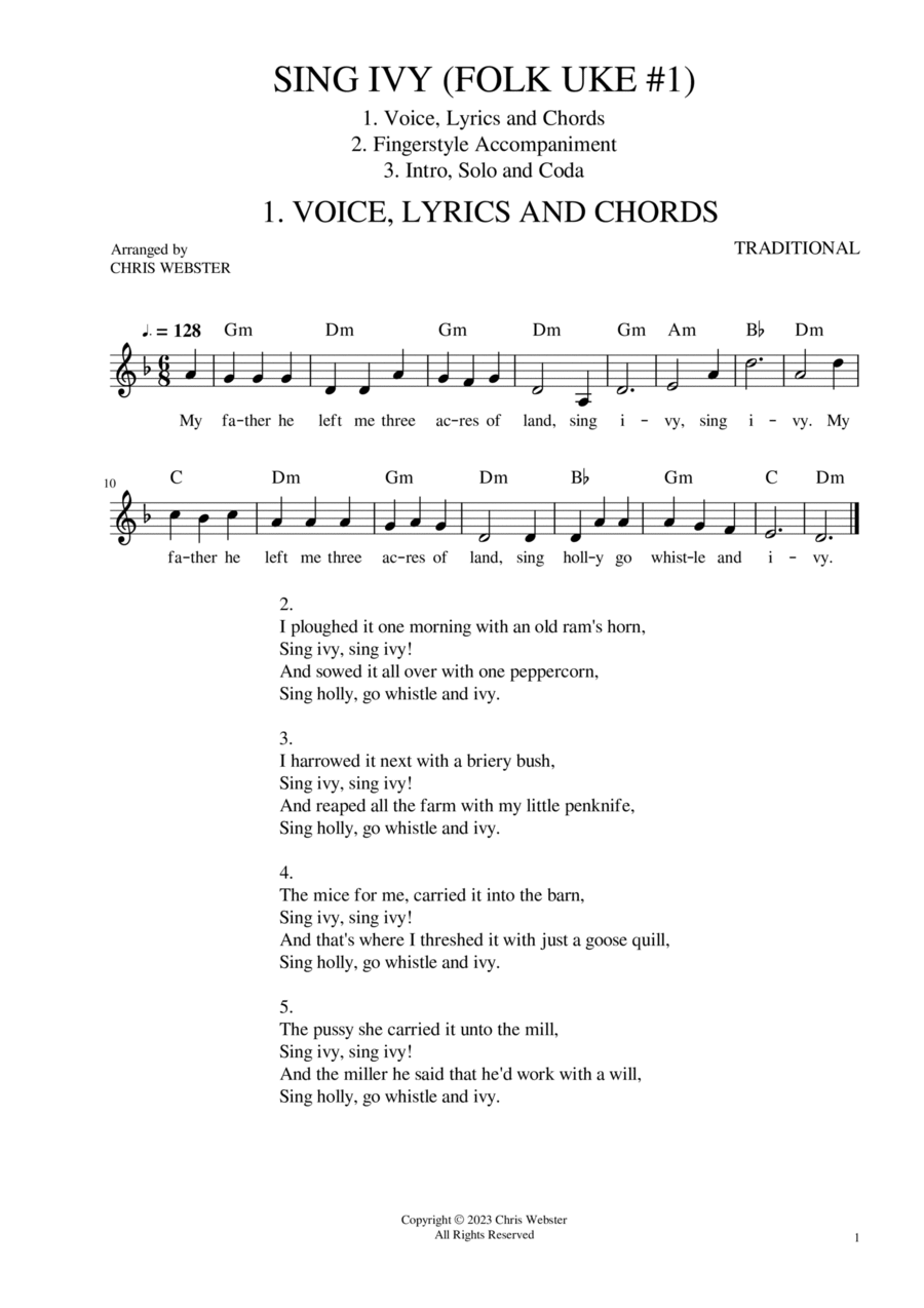 Sing Ivy: Folk Uke #1 Ukulele scores gallery preview page 1