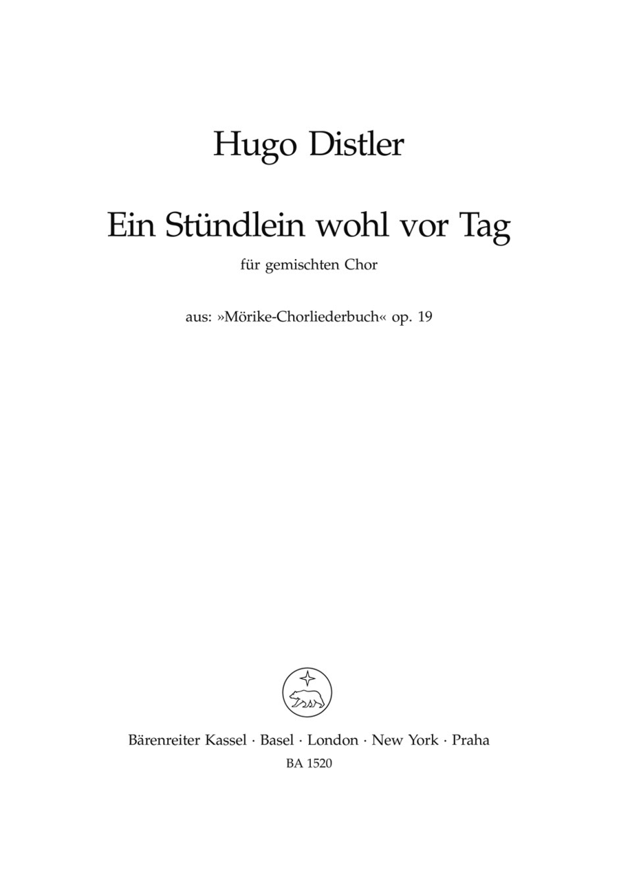 Ein Stundlein wohl vor Tag, Op. 19 4-Part scores gallery preview page 1