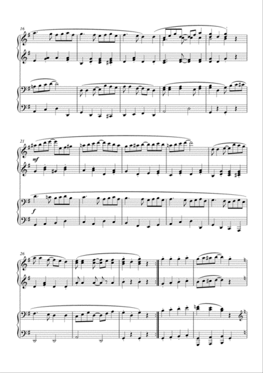 Ding Dong Glory Christmas Rag for Piano Duet, fun variations on Christmas carols, by Simon Peberdy 1 Piano, 4-Hands scores gallery preview page 3