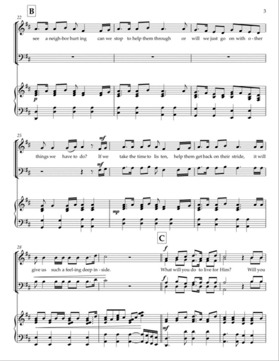 Live for Him Live for Him 4-Part scores gallery preview page 3