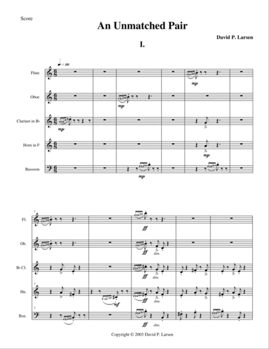 An Unmatched Pair An Unmatched Pair Woodwind Quintet scores gallery preview page 2