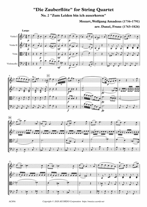 "Die Zauberflöte" for String Quartet, No. 2 "Zum Leiden bin ich auserkoren"