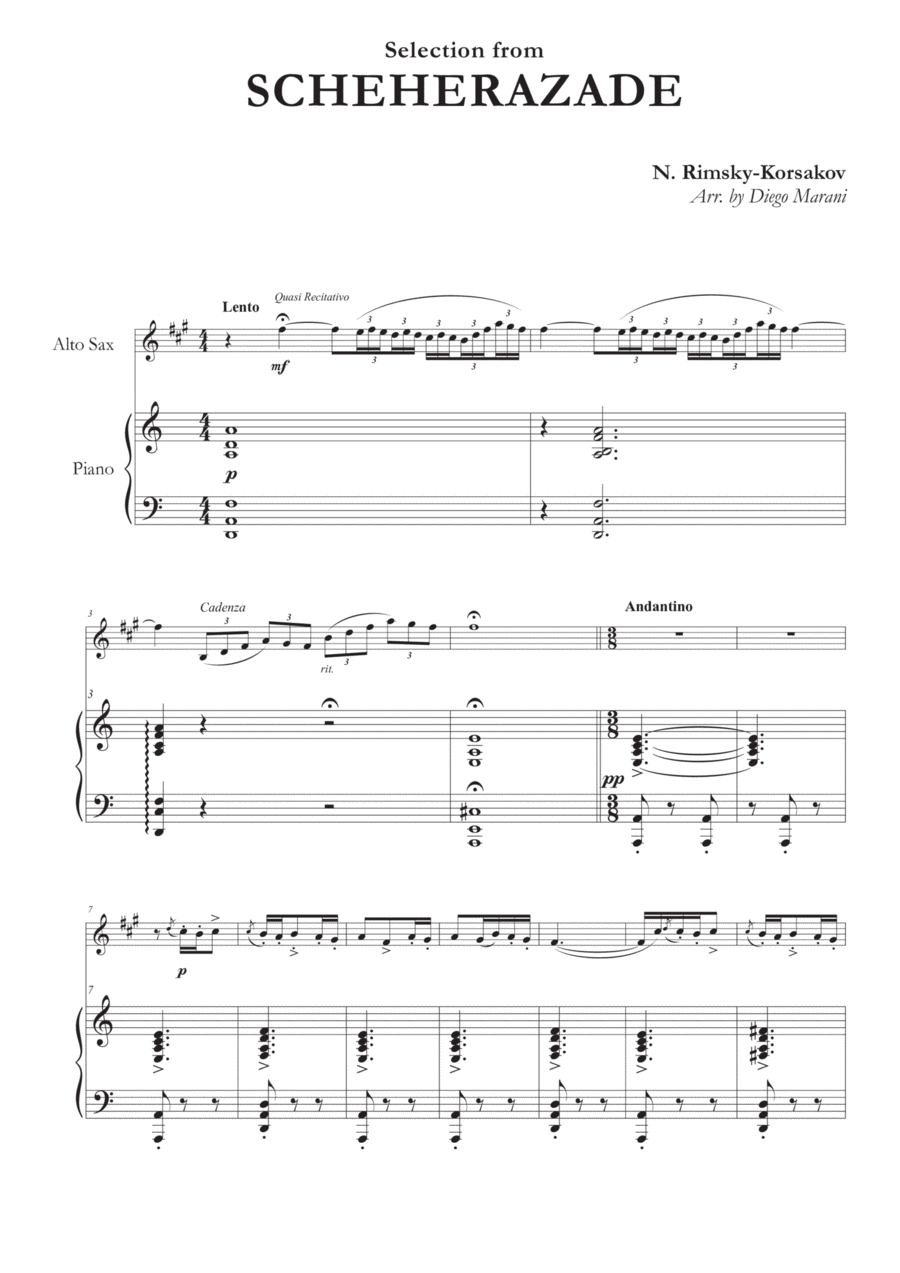Scheherazade for Alto Saxophone and Piano Chamber Music scores gallery preview page 1