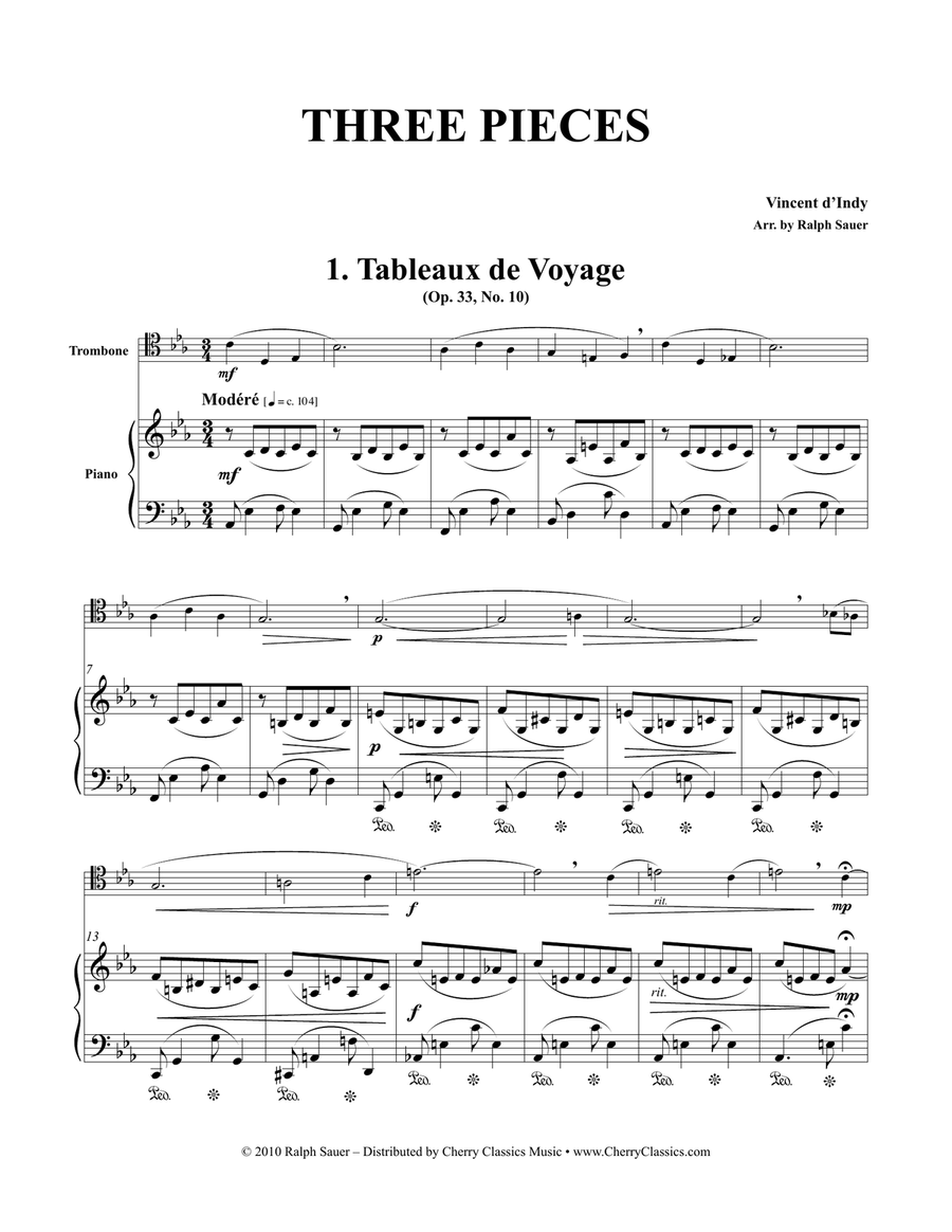 Three Pieces for Trombone & Piano Piano scores gallery preview page 1