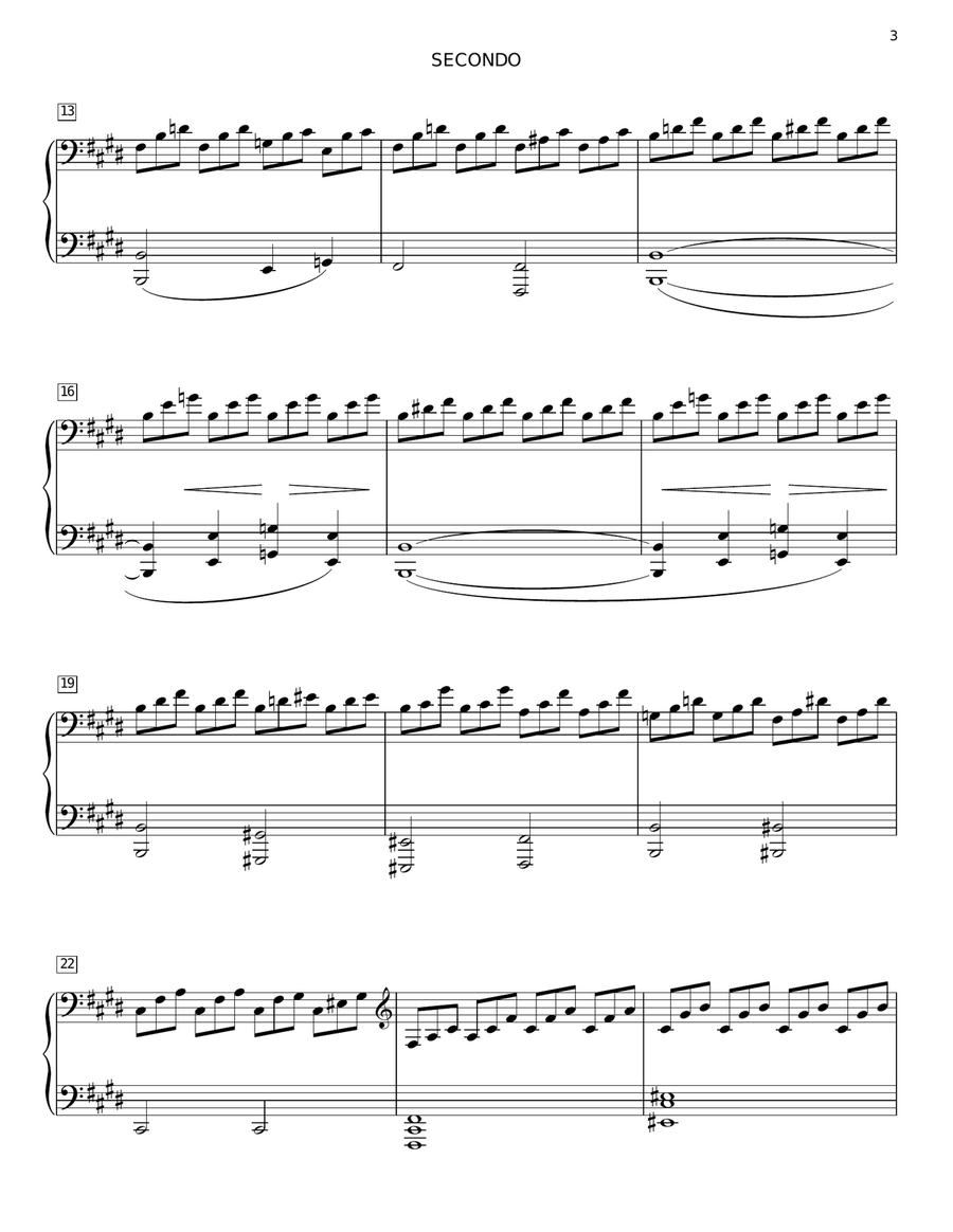 Piano Sonata No. 14 In C# Minor (Moonlight) Op. 27, No. 2 First Movement Theme Piano Duet scores gallery preview page 3