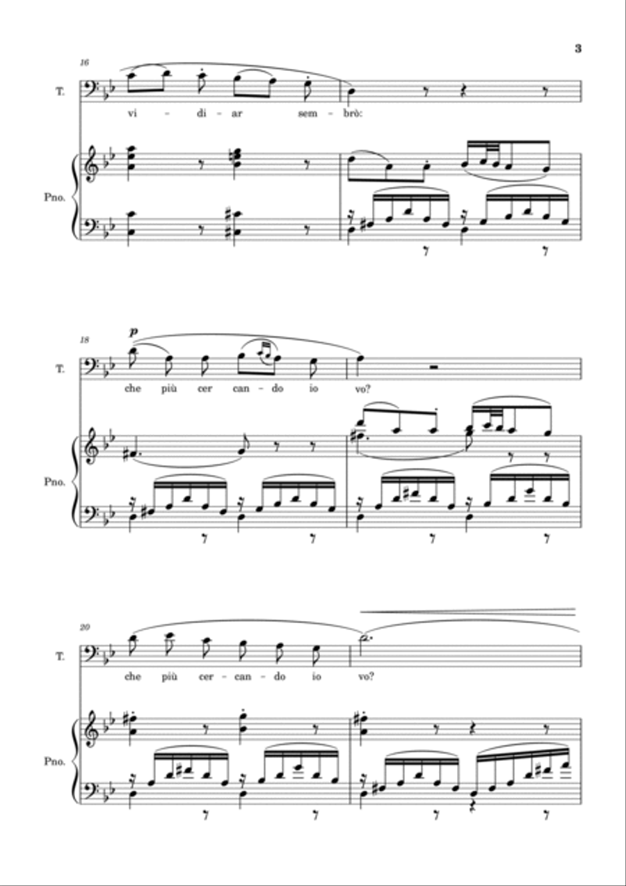 Una Furtiva Lagrima (Tenor in Gm) Piano, Vocal, Guitar scores gallery preview page 3