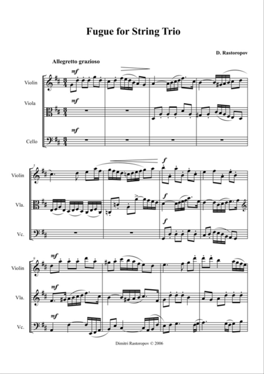 Fugue for string trio String Trio scores gallery preview page 1