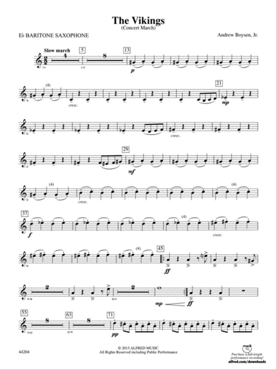 The Vikings: E-flat Baritone Saxophone Concert Band scores gallery preview page 1