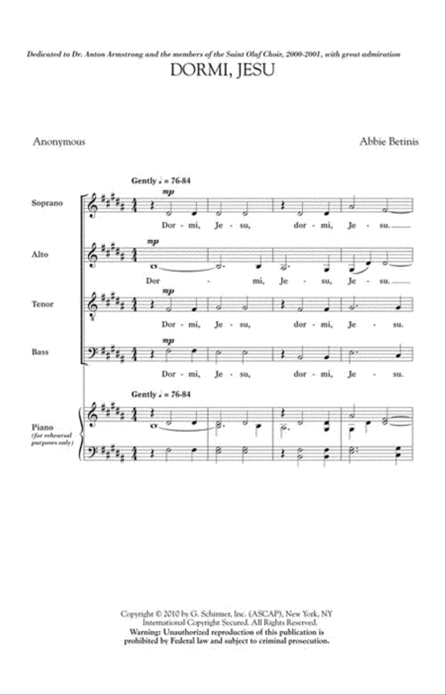 Dormi, Jesu Dormi, Jesu 4-Part scores gallery preview page 2
