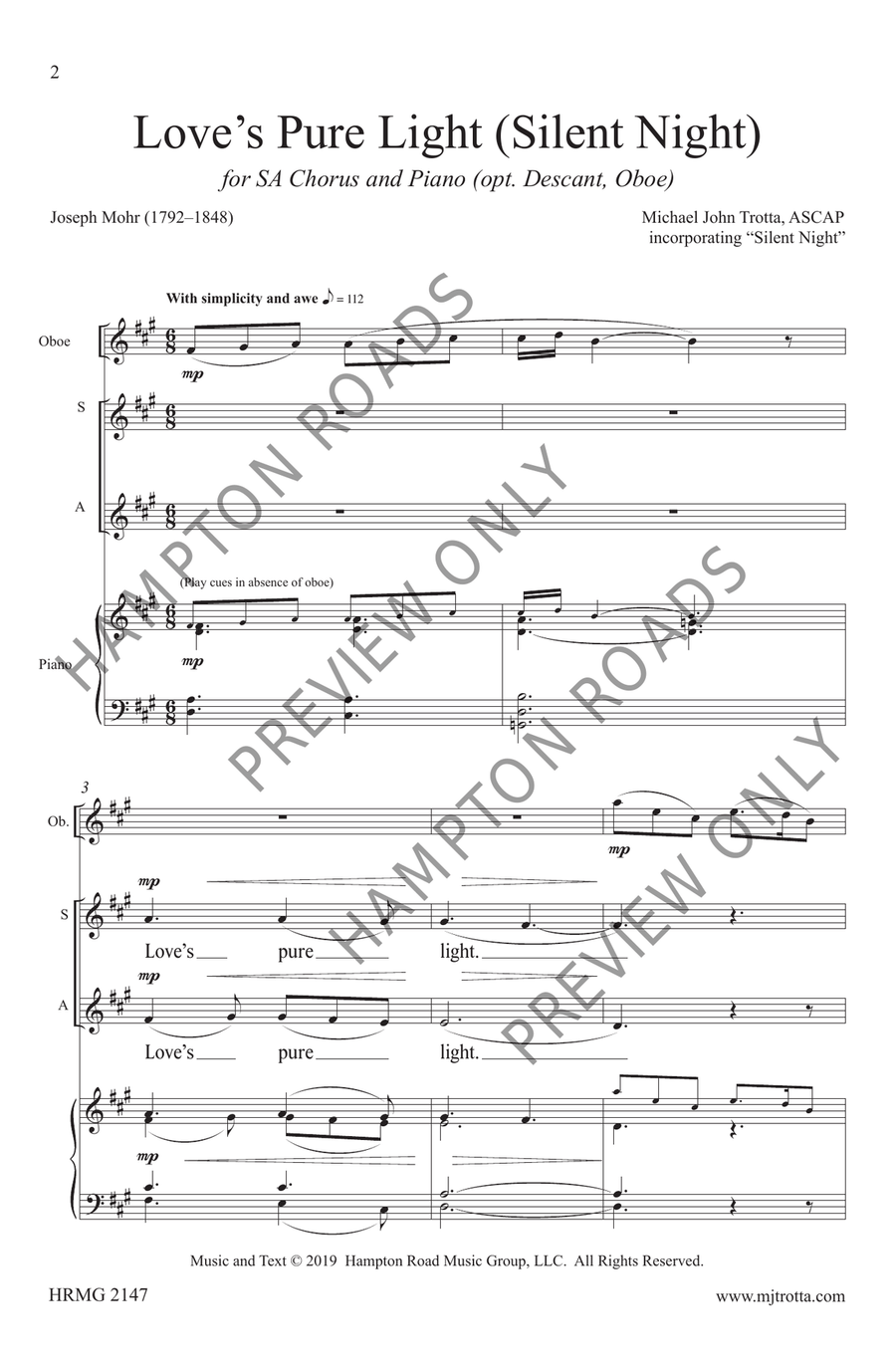 Love's Pure Light, Silent Night (SA,TWOPART) SA scores gallery preview page 3