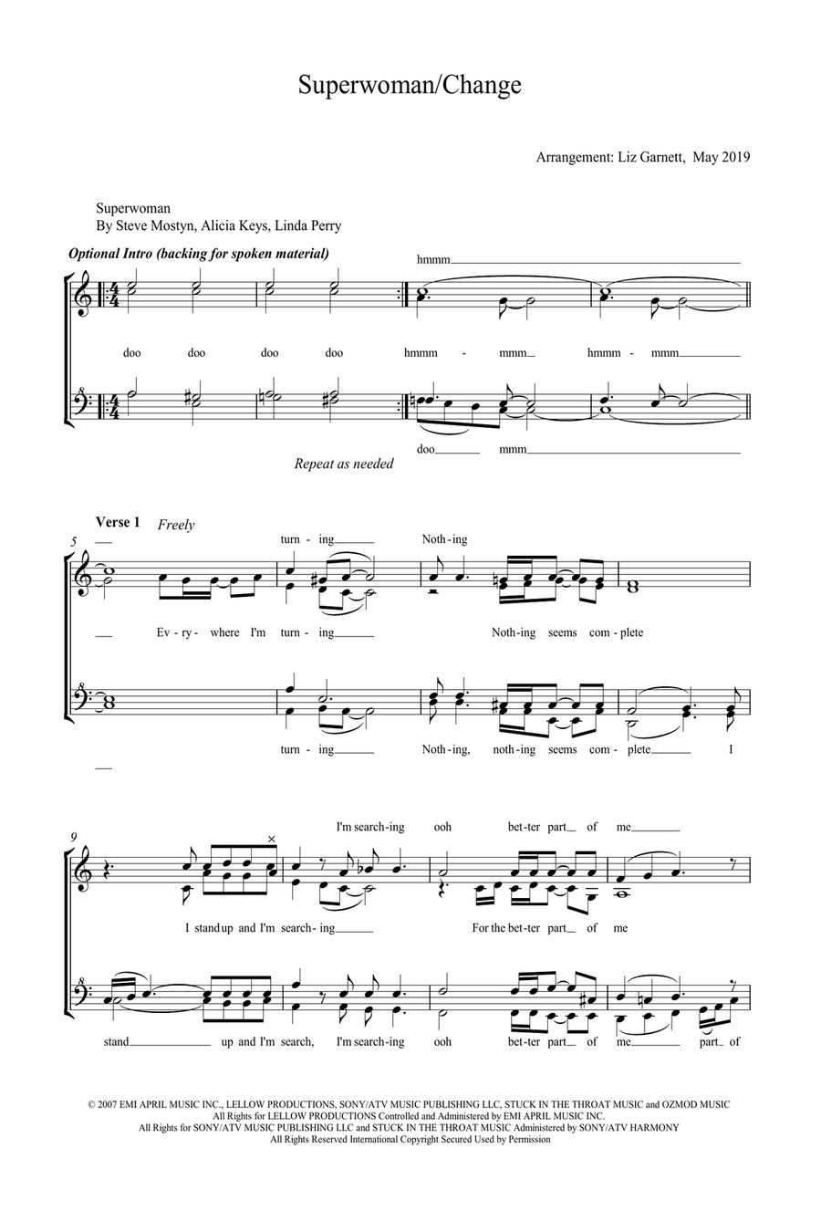 Medley: Superwoman with Change SSAA scores gallery preview page 1