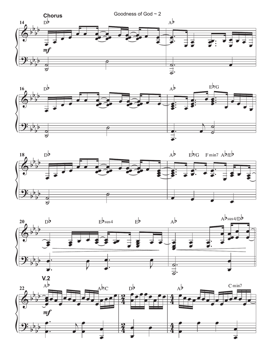 Goodness Of God Piano Solo scores gallery preview page 3