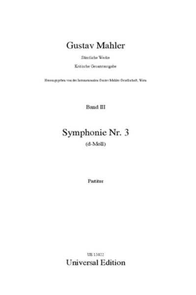 Symphony No. 3 in D Minor Critical Edition Score