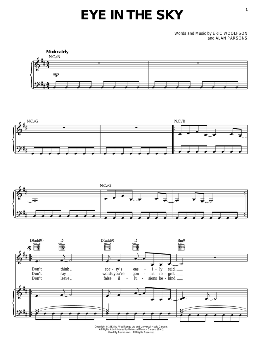 Eye In The Sky Piano, Vocal, Guitar scores gallery preview page 1