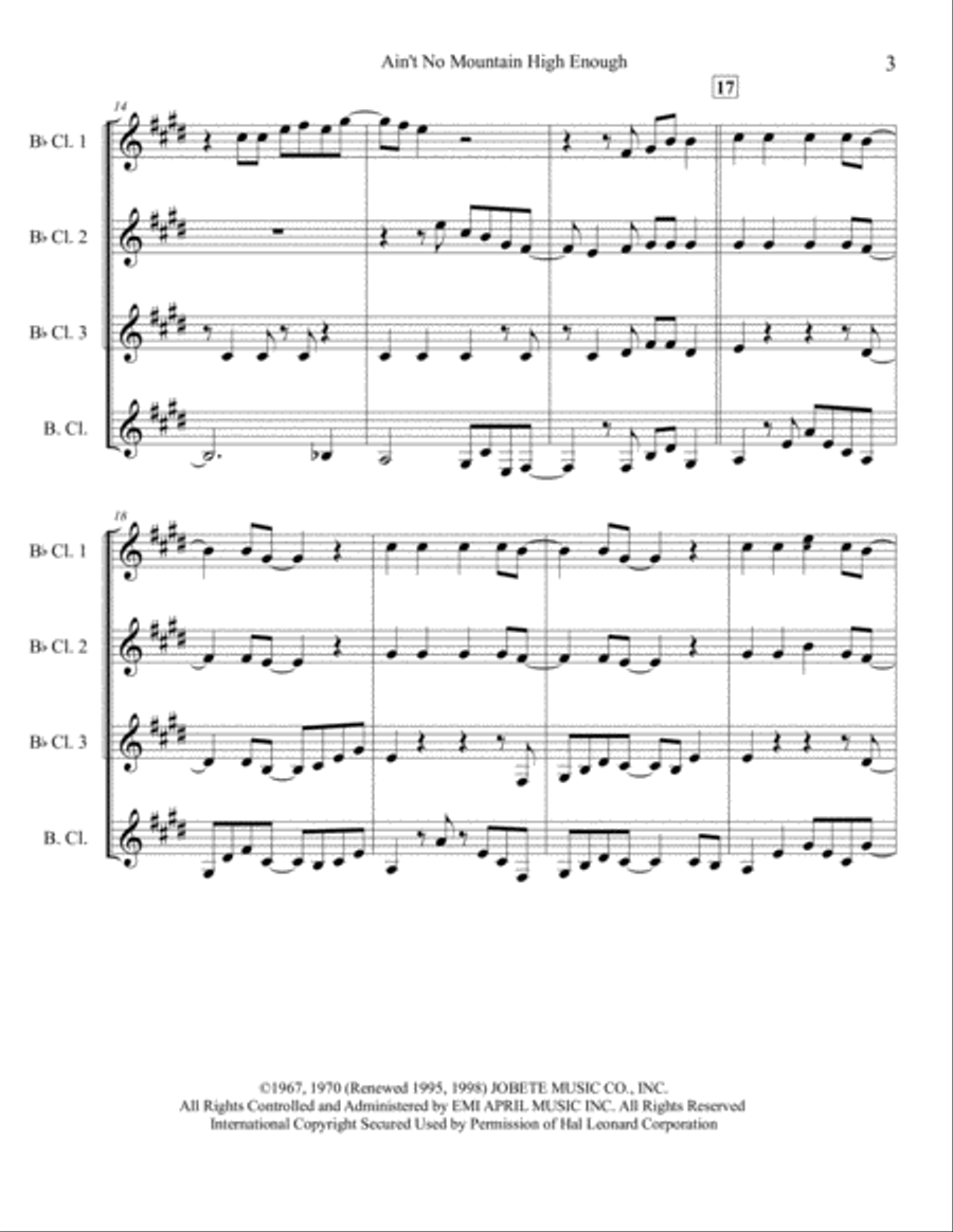 Ain't No Mountain High Enough Woodwind Quartet scores gallery preview page 4