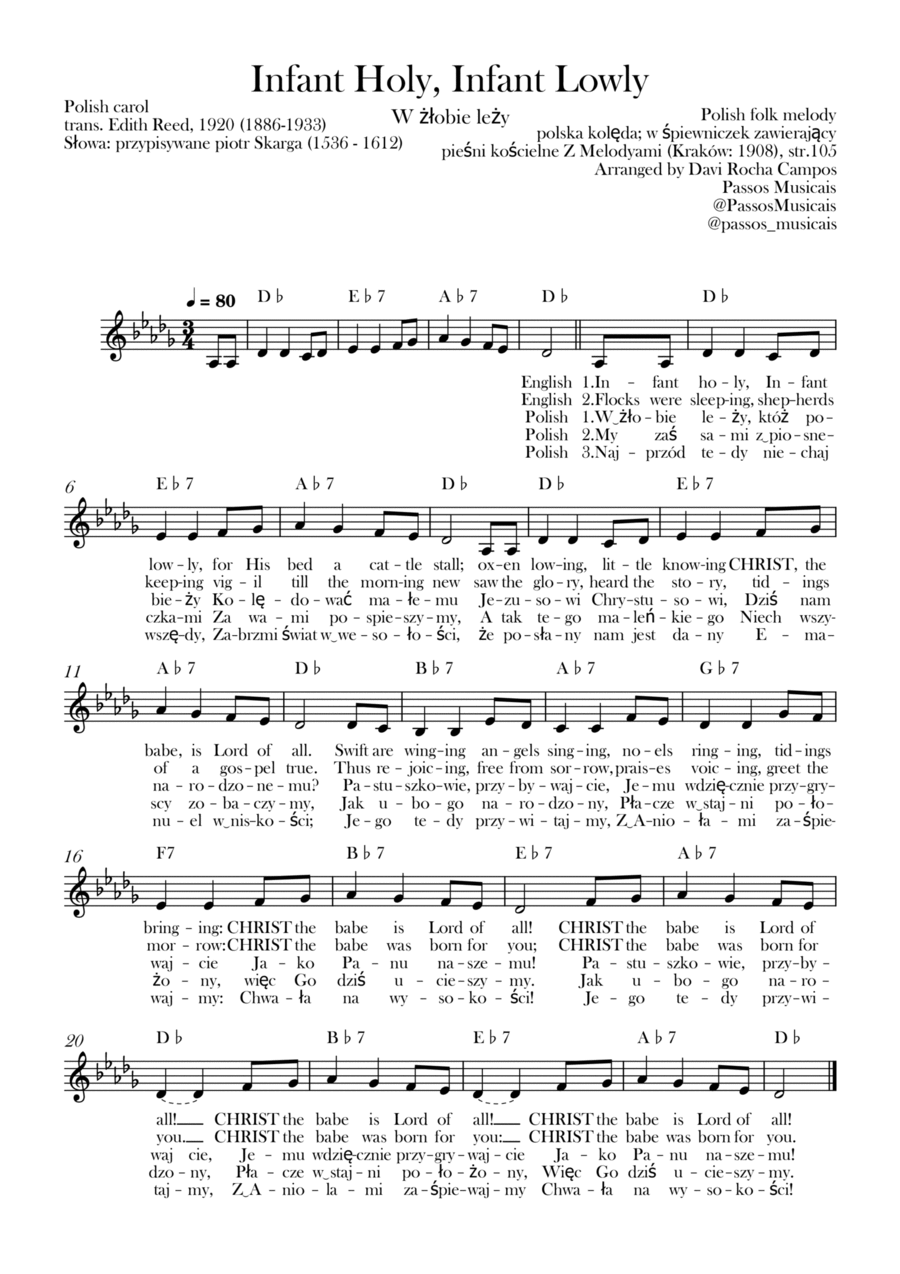 Infant Holy, Infant Lowly (W żłobie leży) Piano scores gallery preview page 1