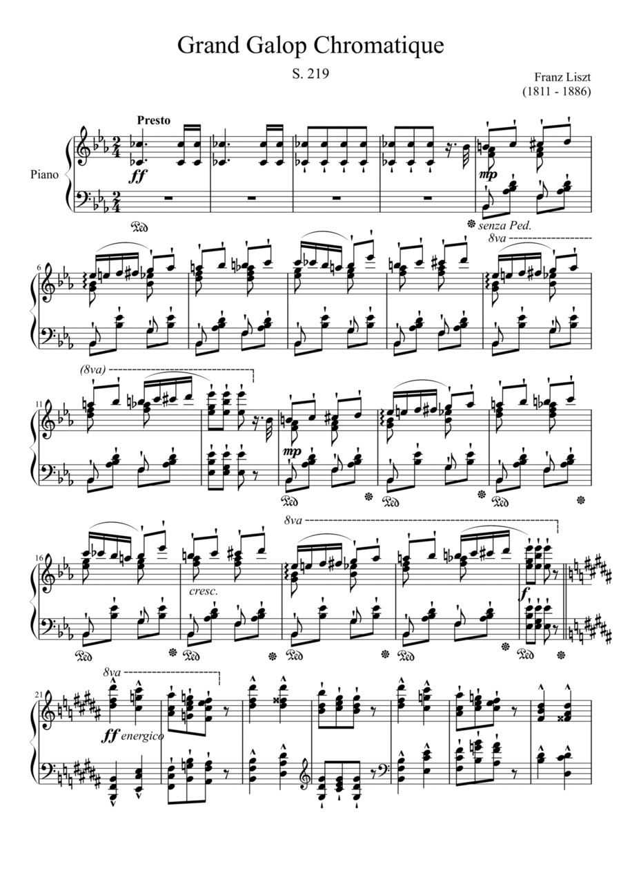 Grand Galop Chromatique Piano Solo scores gallery preview page 1