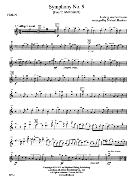 Symphony No. 9 (Fourth Movement): 1st Violin