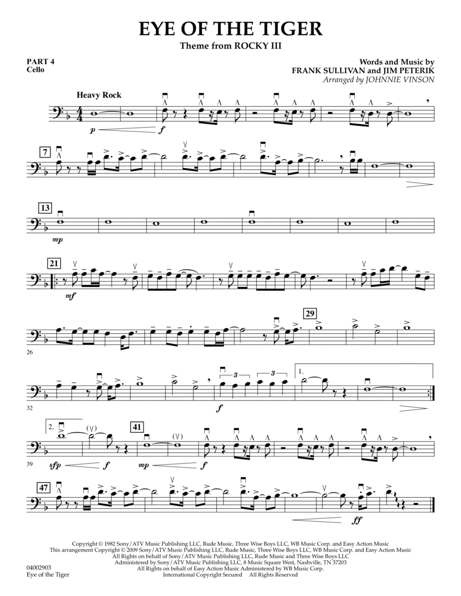 Eye Of The Tiger - Pt.4 - Cello Concert Band scores gallery preview page 1