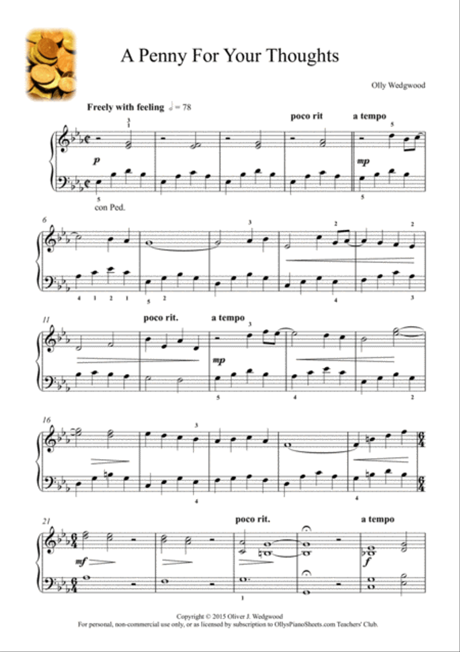 A Penny For Your Thoughts - Ballad - Solo Piano Piano Solo scores gallery preview page 2