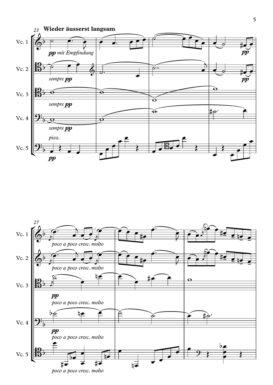 Adagietto (from Symphony No. 5) [for Cello Quintet/Ensemble] Cello Solo scores gallery preview page 5