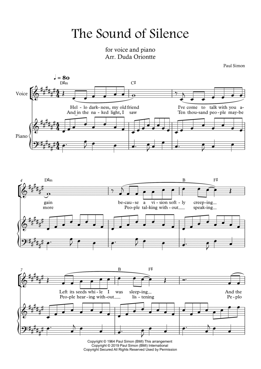 The Sound Of Silence Voice scores gallery preview page 1