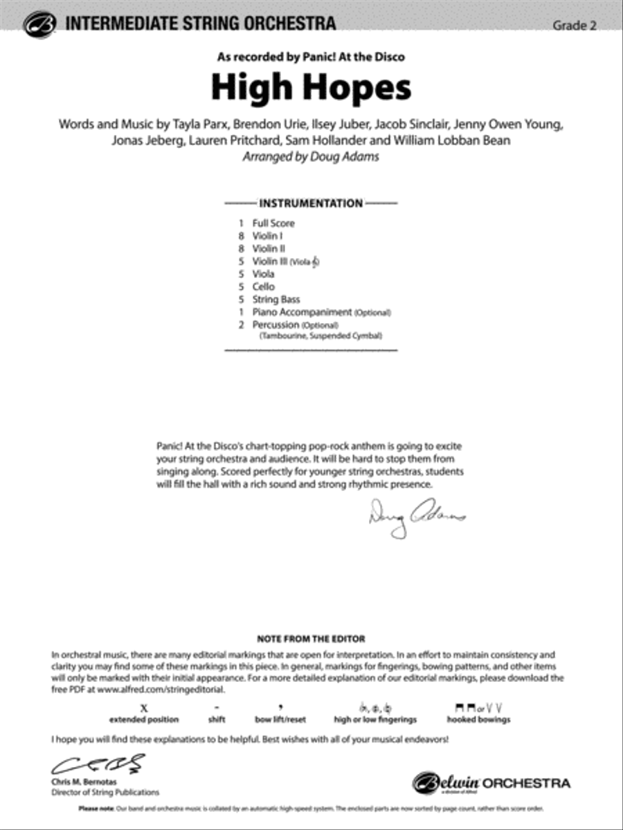 High Hopes: Score String Orchestra scores gallery preview page 1