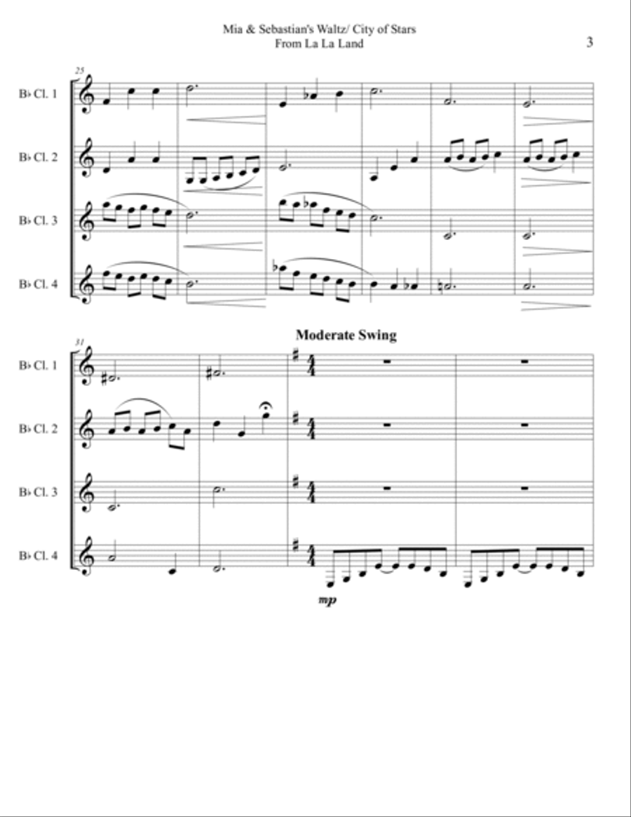City Of Stars City Of Stars Clarinet Quartet scores gallery preview page 3