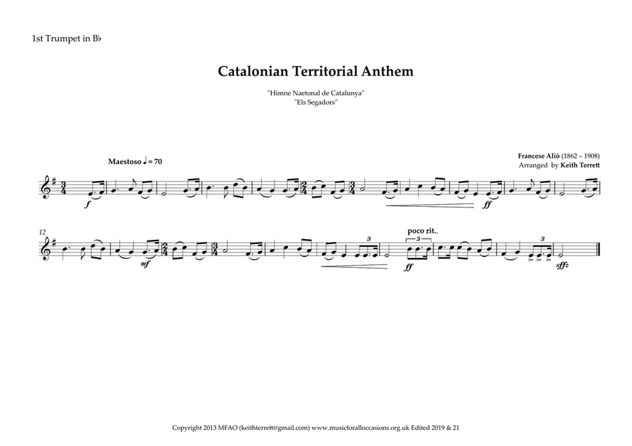 Catalonian Territorial Anthem ( Els Segadors) for Brass Quintet (World National Anthem Series) Brass Quintet scores gallery preview page 4