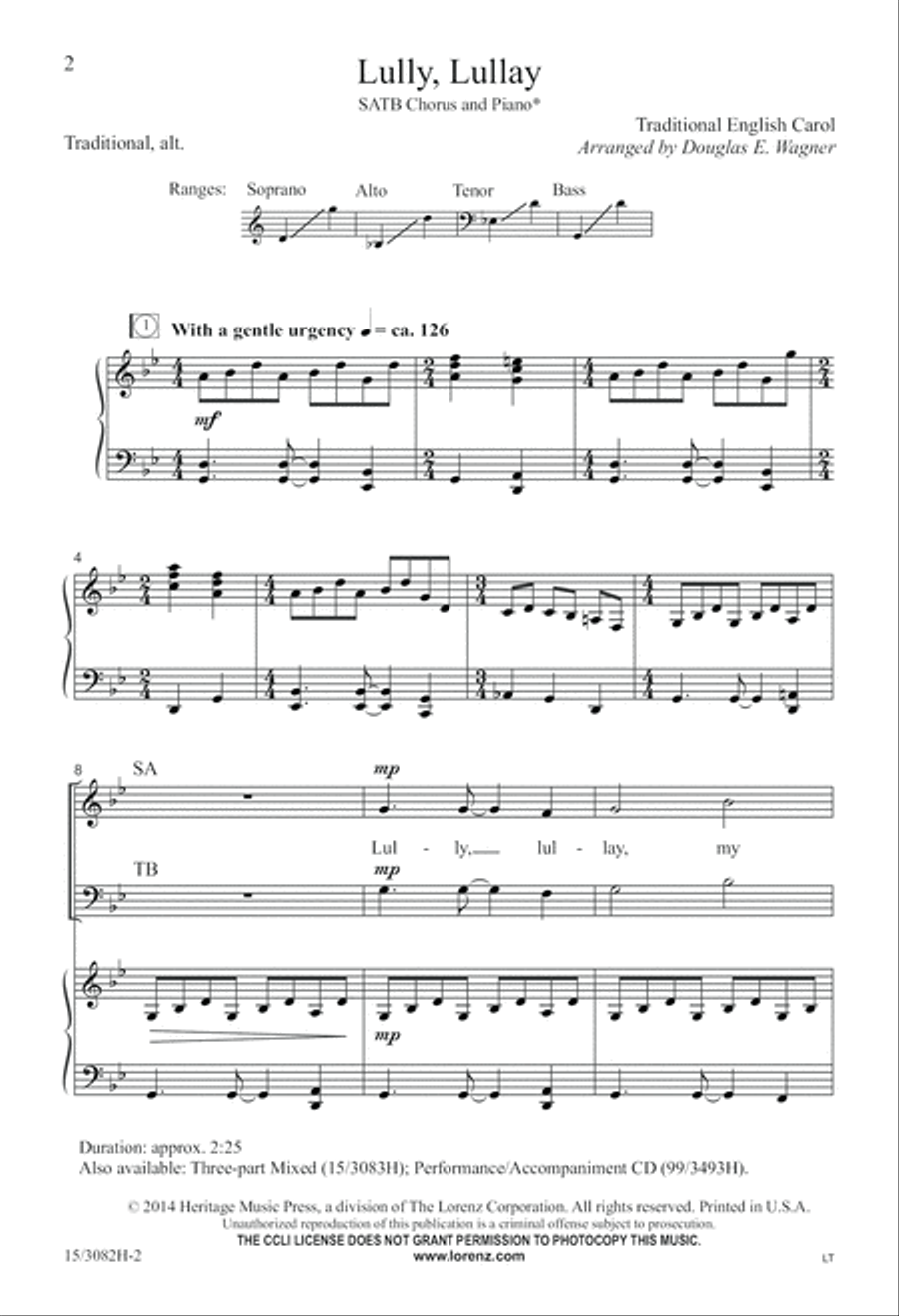 Lully, Lullay Lully, Lullay 4-Part scores gallery preview page 3