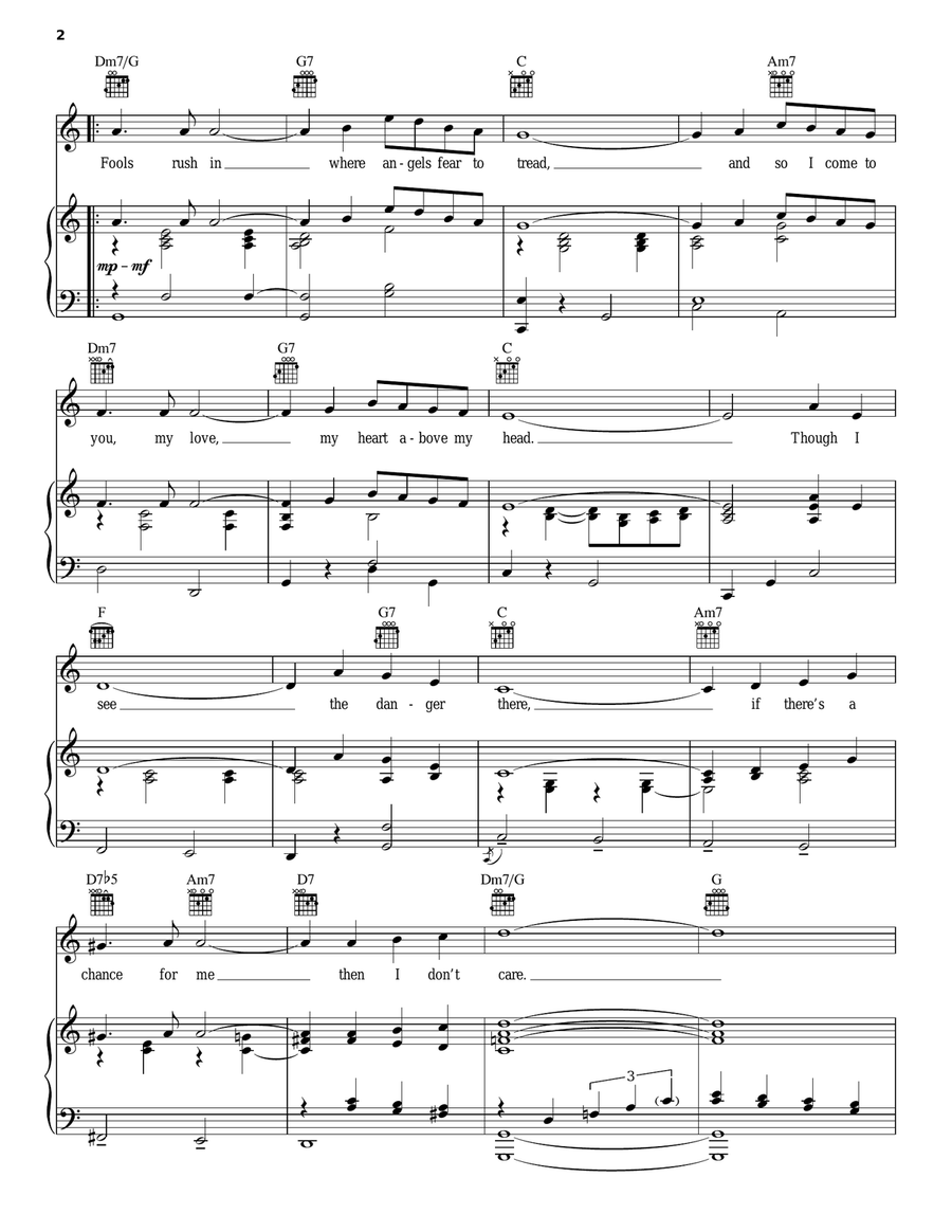 Fools Rush In Piano, Vocal, Guitar scores gallery preview page 2