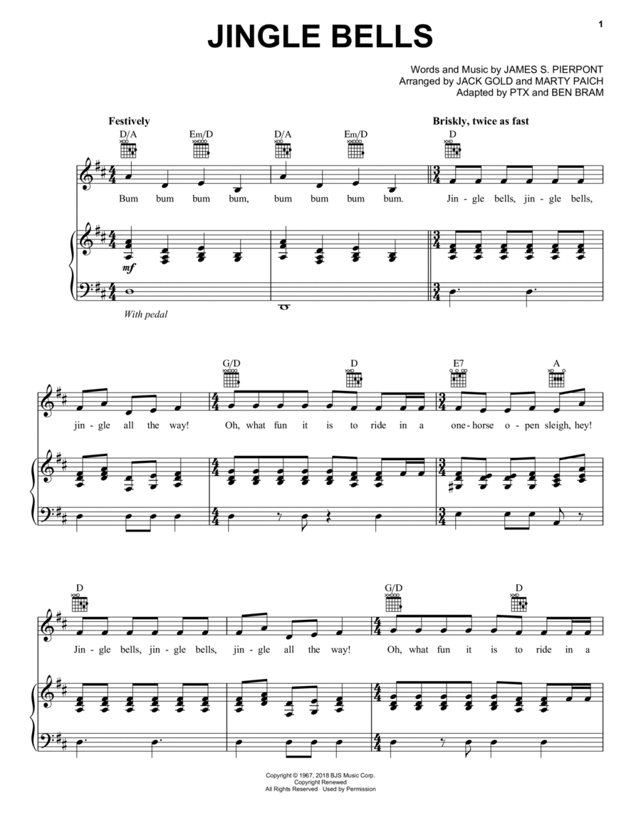Jingle Bells A Cappella scores gallery preview page 1