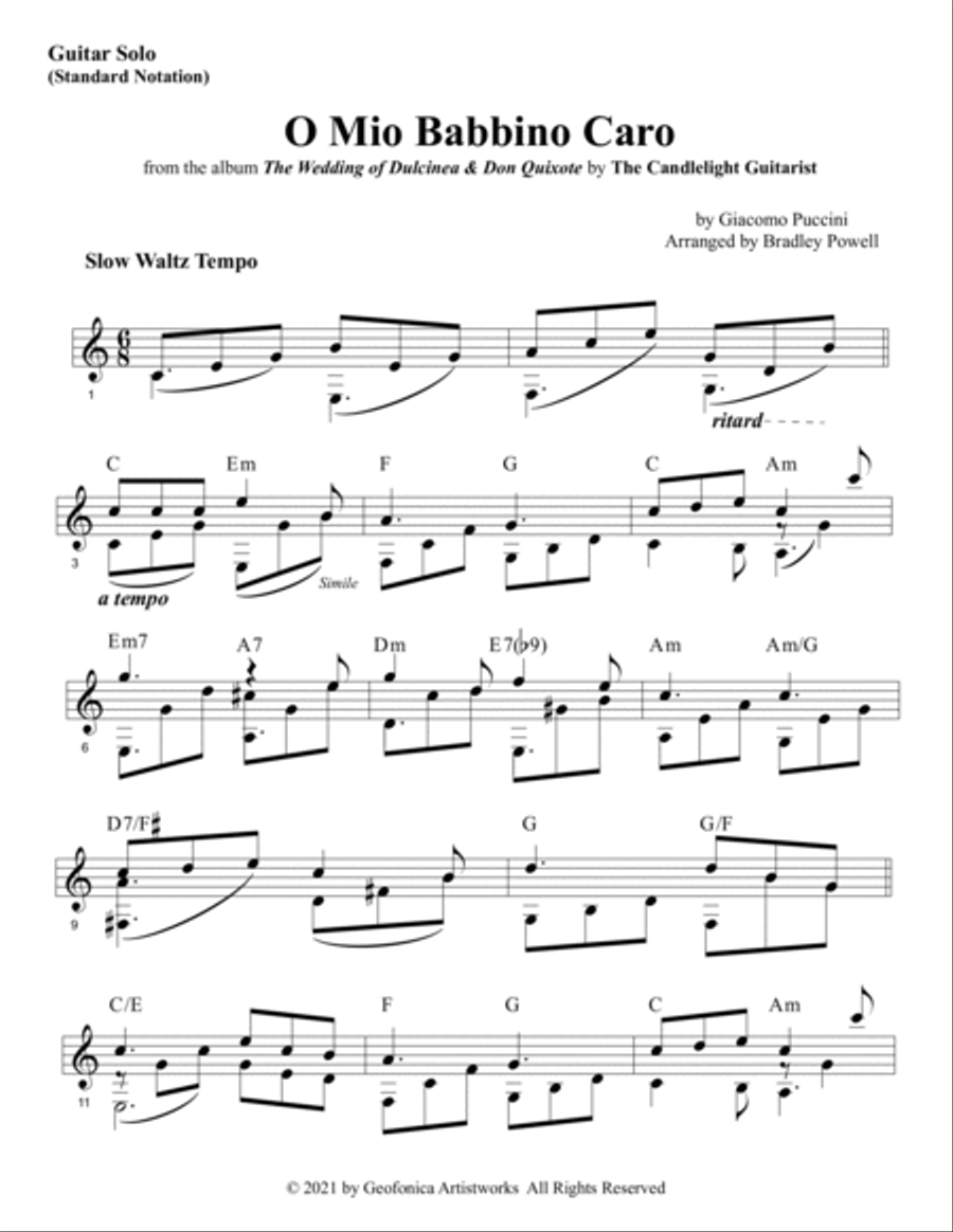 O Mio Babbino Caro (guitar solo) Classical Guitar scores gallery preview page 2