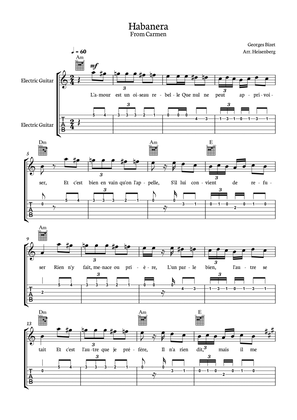 Habanera from Carmen for Eletric Guitar with tab and chords.
