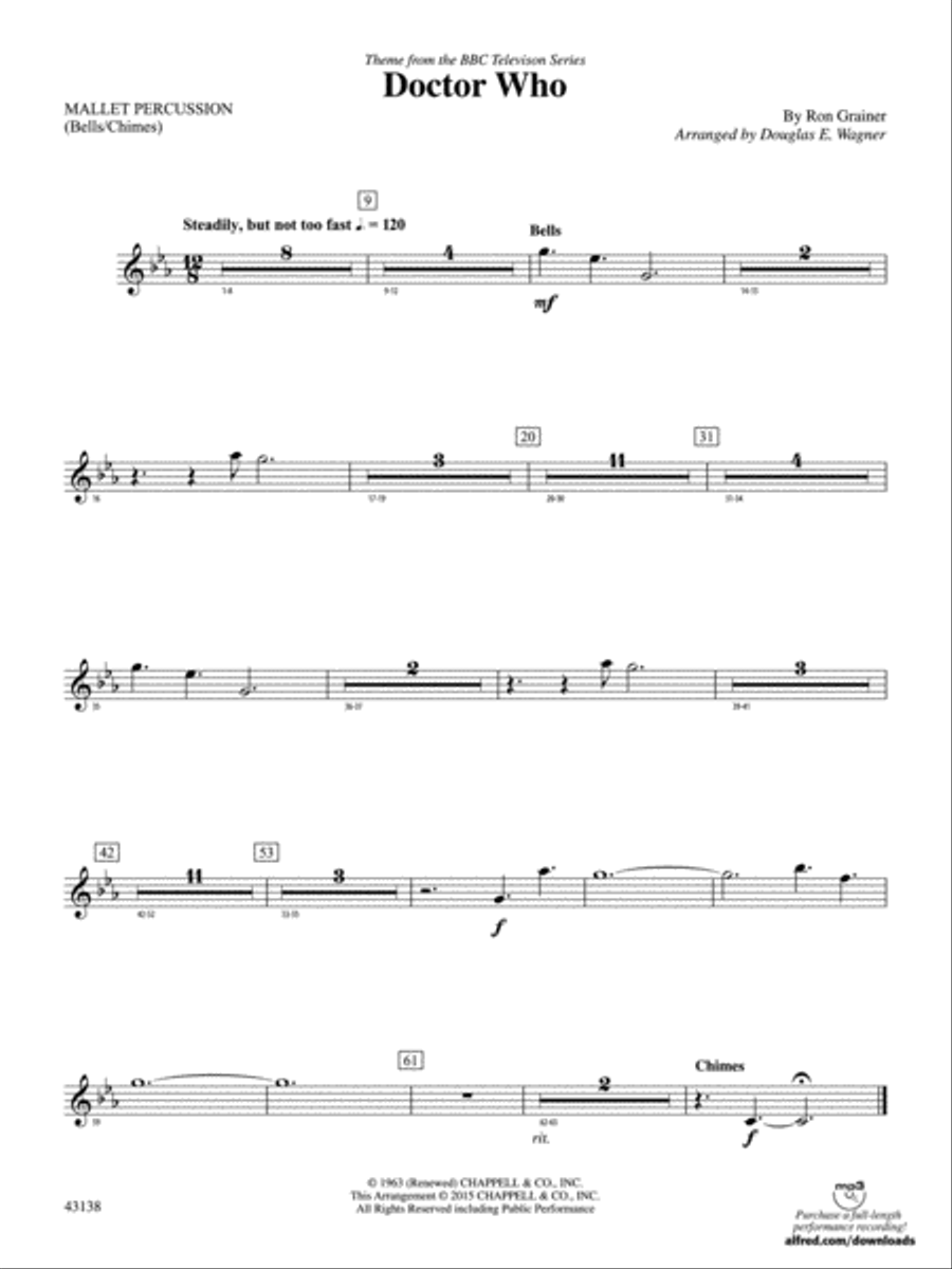 Doctor Who: Mallets Concert Band scores gallery preview page 1