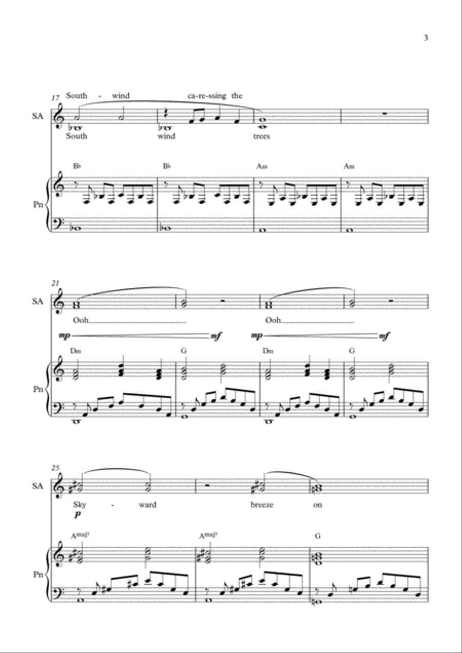 South Wind - female voices (SA) SA scores gallery preview page 3