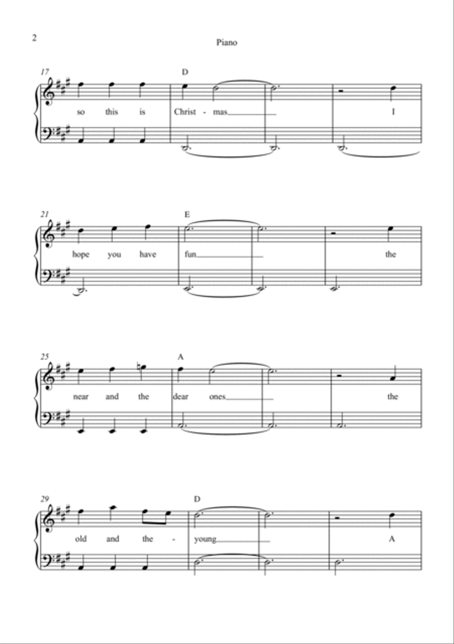 Happy Xmas (War Is Over) Piano, Vocal, Guitar scores gallery preview page 2