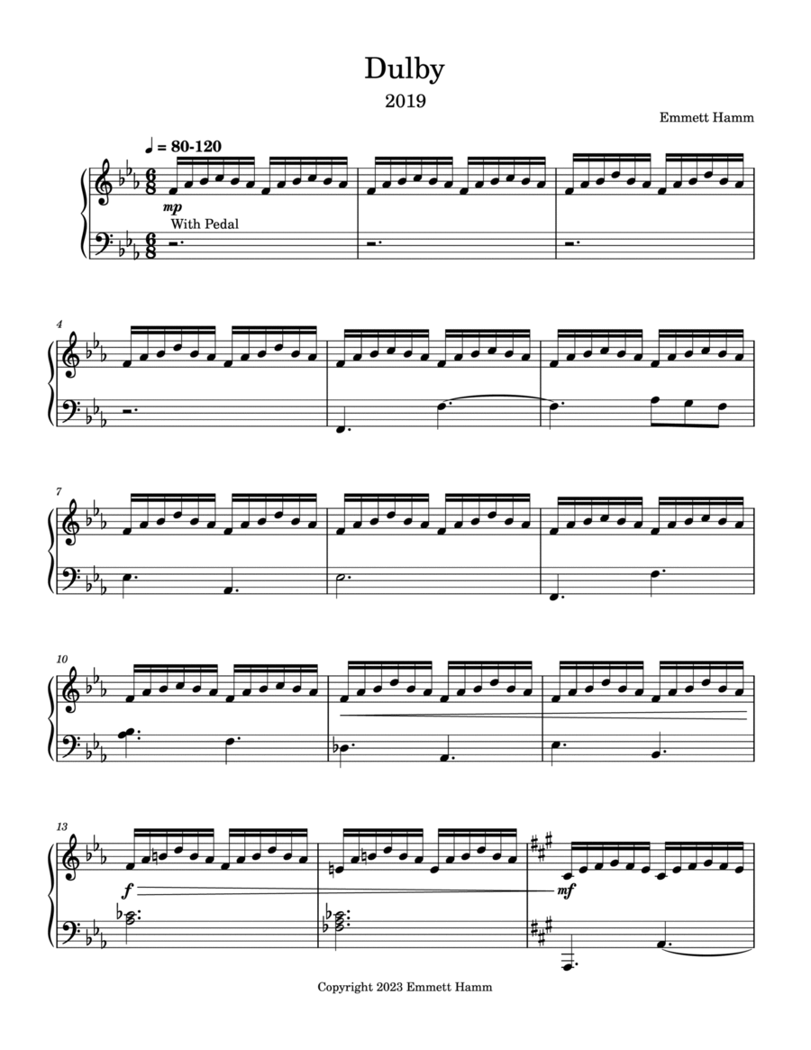 Dulby Piano Solo scores gallery preview page 1