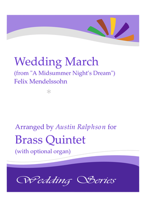 Book cover for Wedding March (from "A Midsummer Night's Dream") by Mendelssohn - brass quintet with optional organ