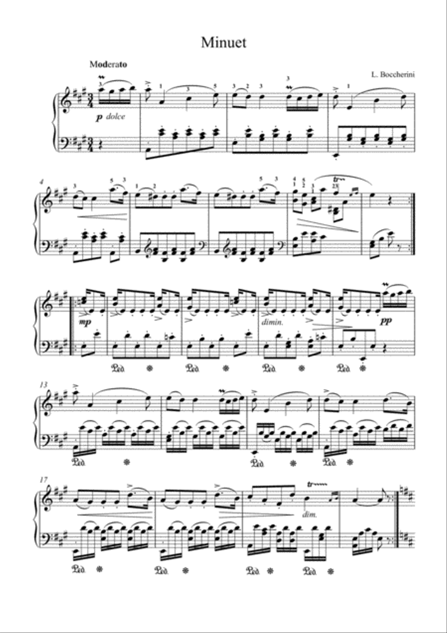 Boccherini - Minuet Piano Solo scores gallery preview page 1
