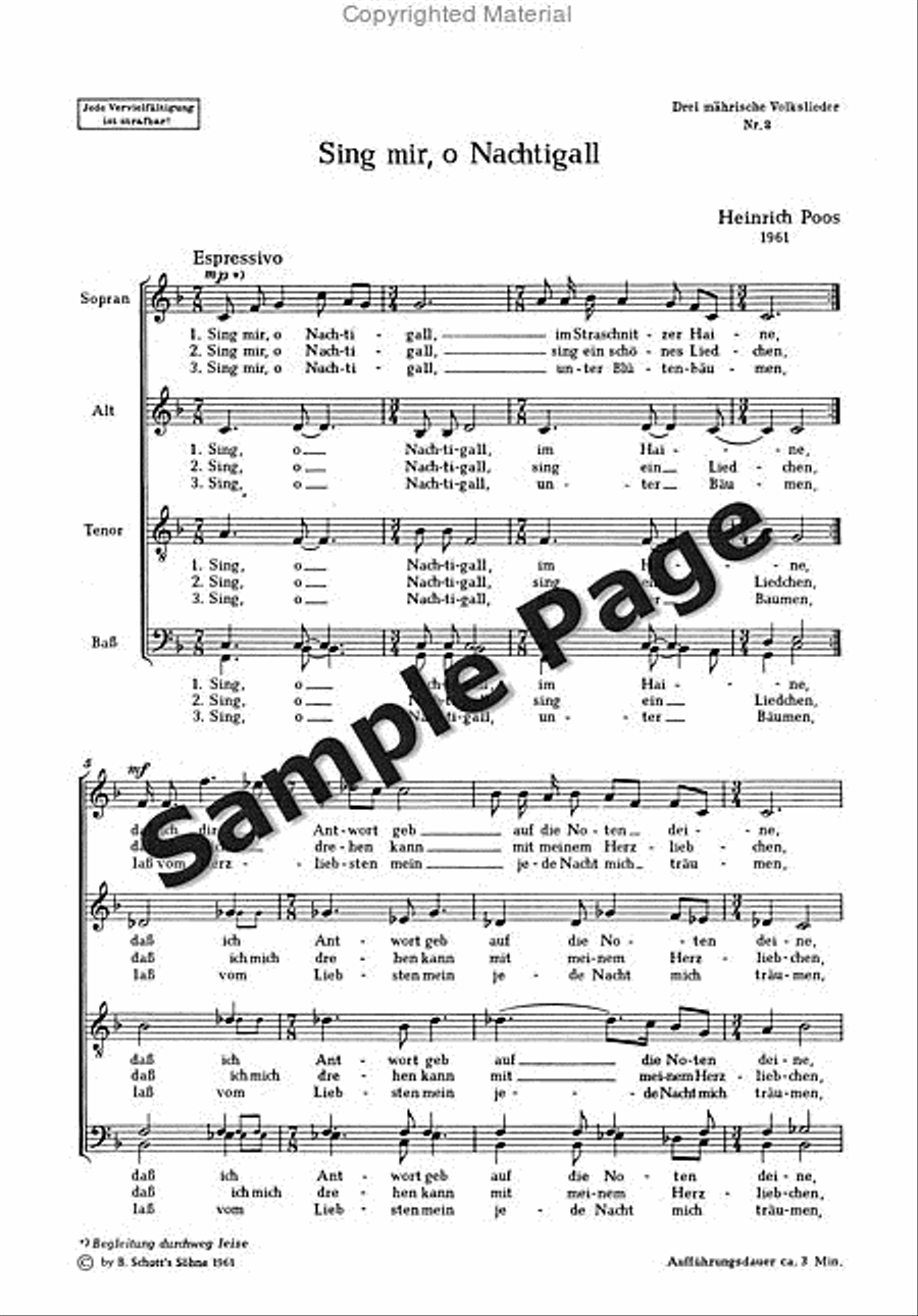 Poos H Sing Mir O Nachtigall SSATBB scores gallery preview page 2