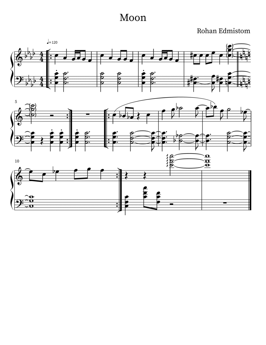 Moon Piano, Vocal, Guitar scores gallery preview page 1