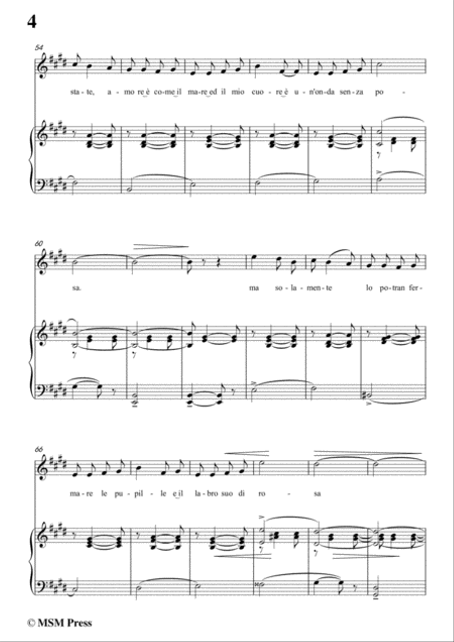 Tosti-Luna d'estate! In E Major,for Voice and Piano Voice Solo scores gallery preview page 6