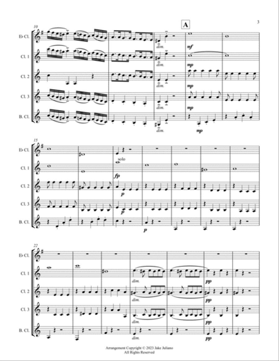 For Clarinet Quintet - Symphony No. 25 in G Minor K.183 - Allegro con brio Clarinet Quintet scores gallery preview page 3