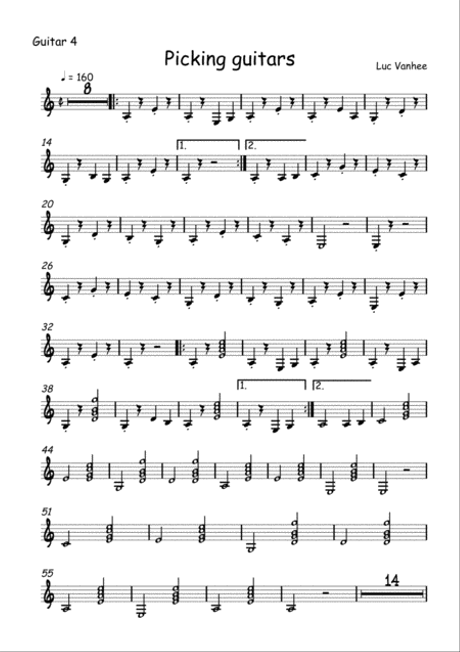 Picking Guitars guitar 4 Picking Guitars guitar 4 Guitar Ensemble scores gallery preview page 1