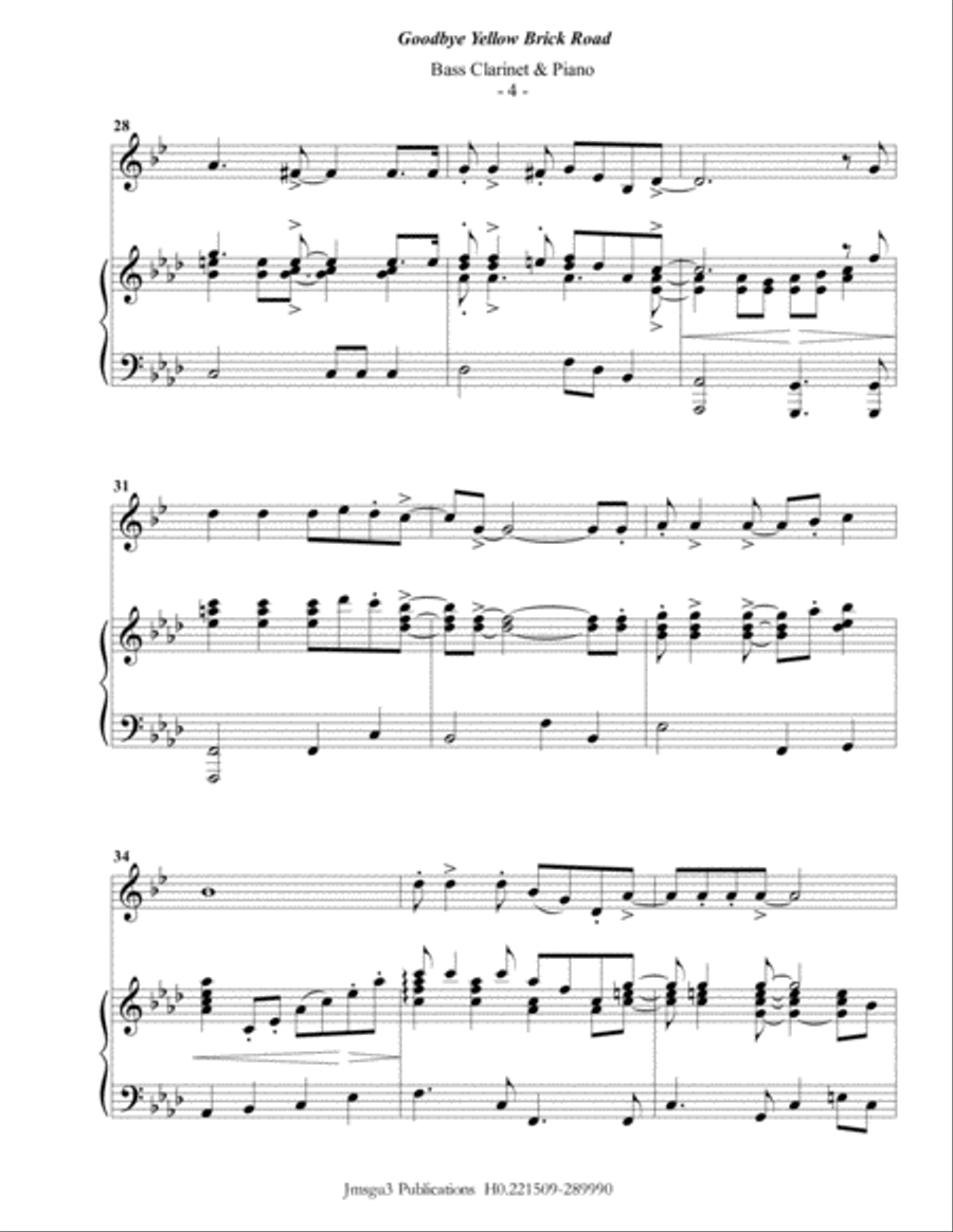 Goodbye Yellow Brick Road Bass Clarinet scores gallery preview page 4