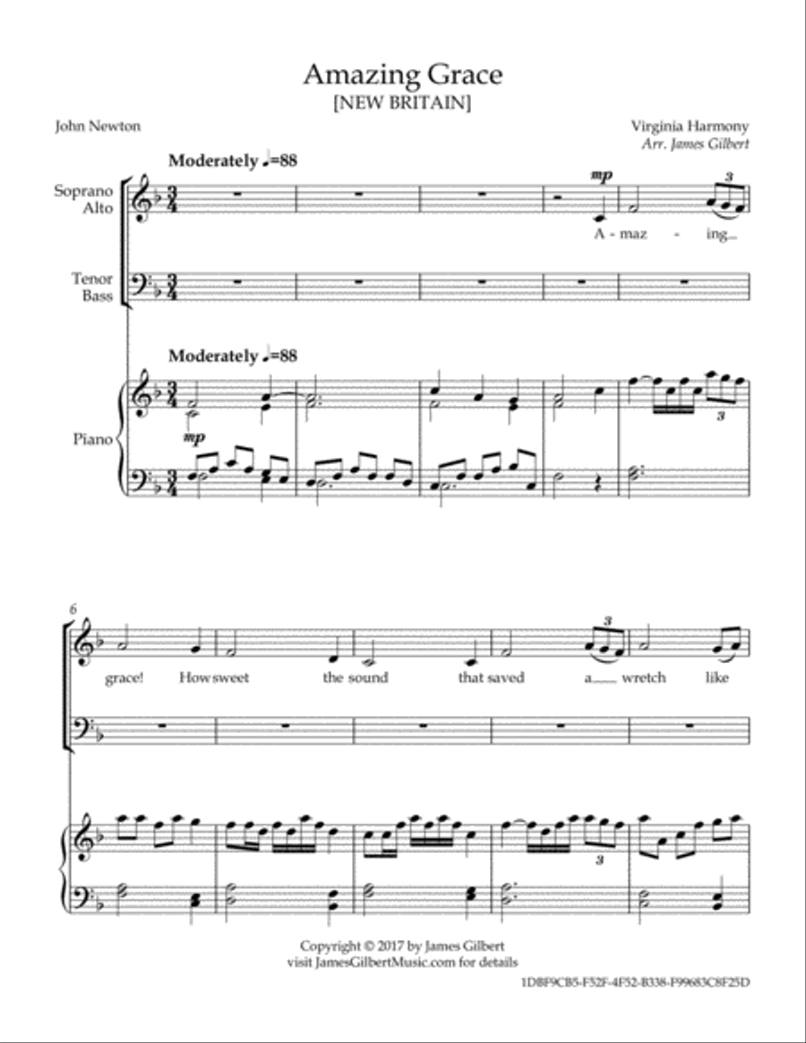 Amazing Grace 4-Part scores gallery preview page 2