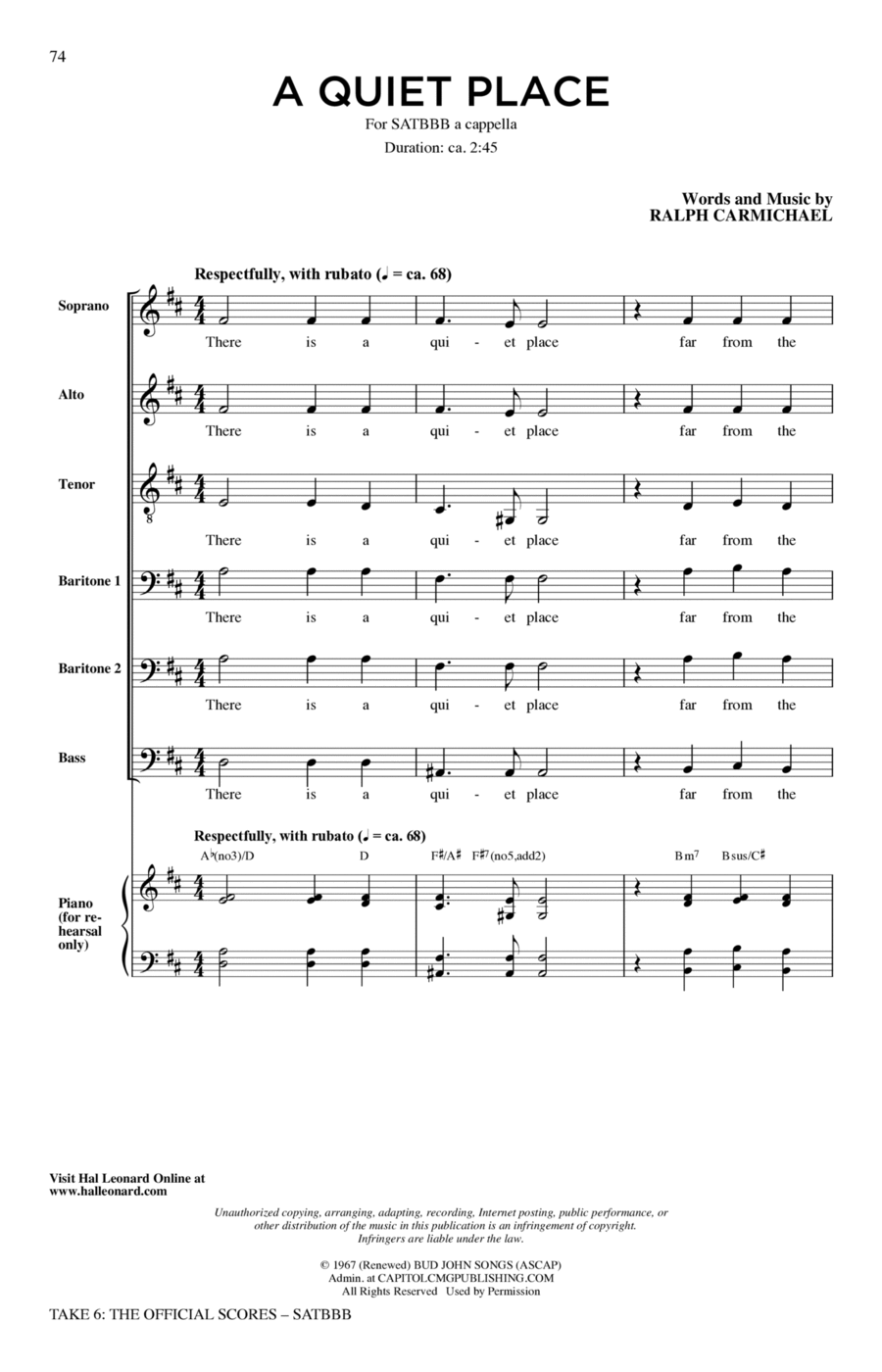 A Quiet Place A Cappella scores gallery preview page 1