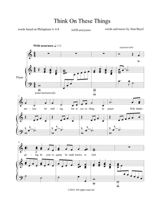 Think on These Things (SATB and piano) 5 pages.