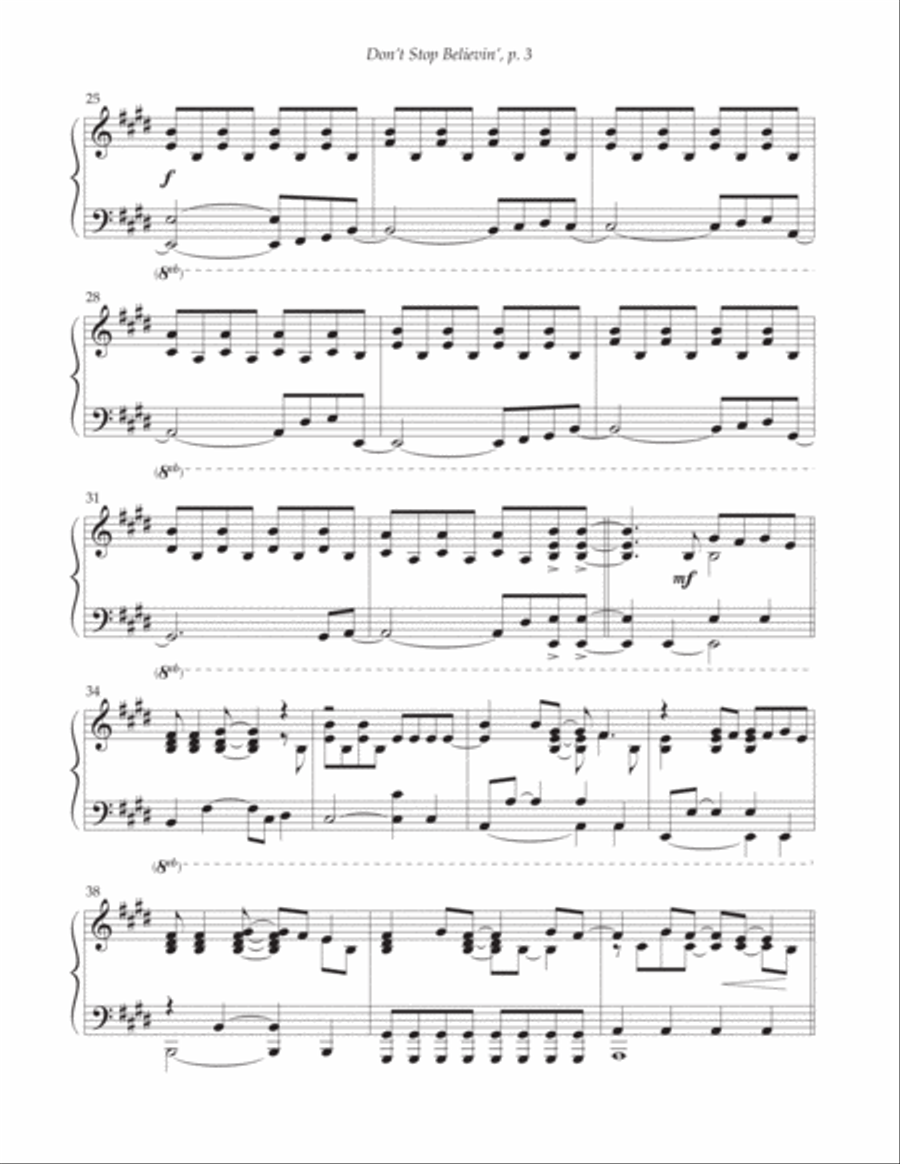 Don't Stop Believin' Piano Solo scores gallery preview page 3